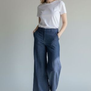 Women's Blue Wide-Leg Pants